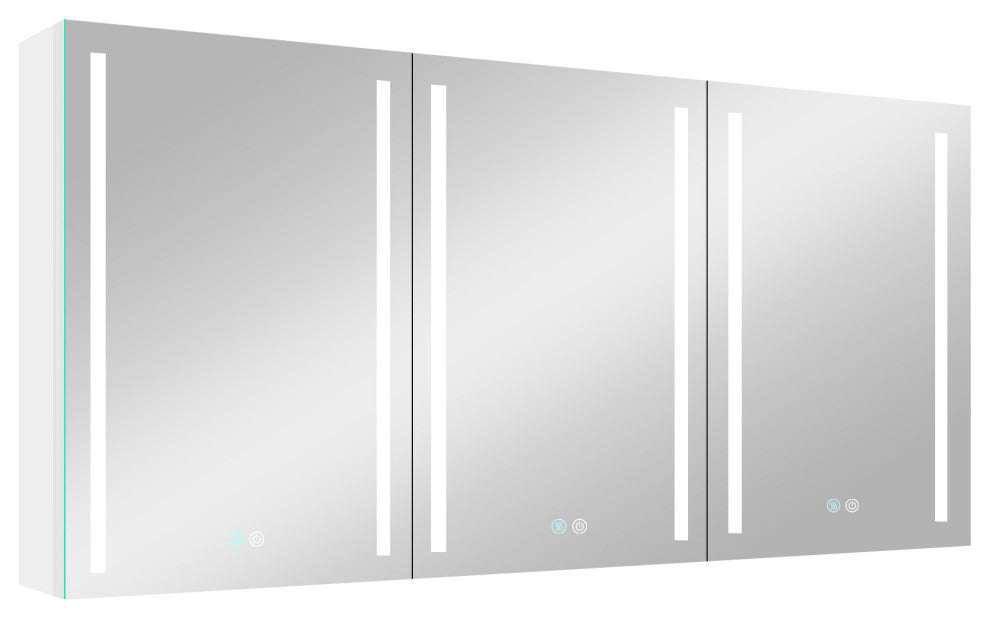 60" Aluminum Surface Mount Medicine Cabinet with Three Doors and Mirror