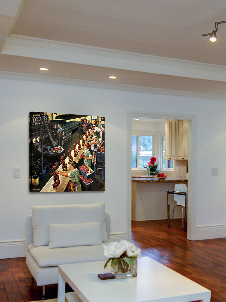 "Chocolate Easter Bunnies" Print on Canvas by Stevan Dohanos