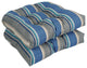 19" U-Shaped Patterned Tufted Dining Chair Cushions, Set of 2, Sovaro Denim