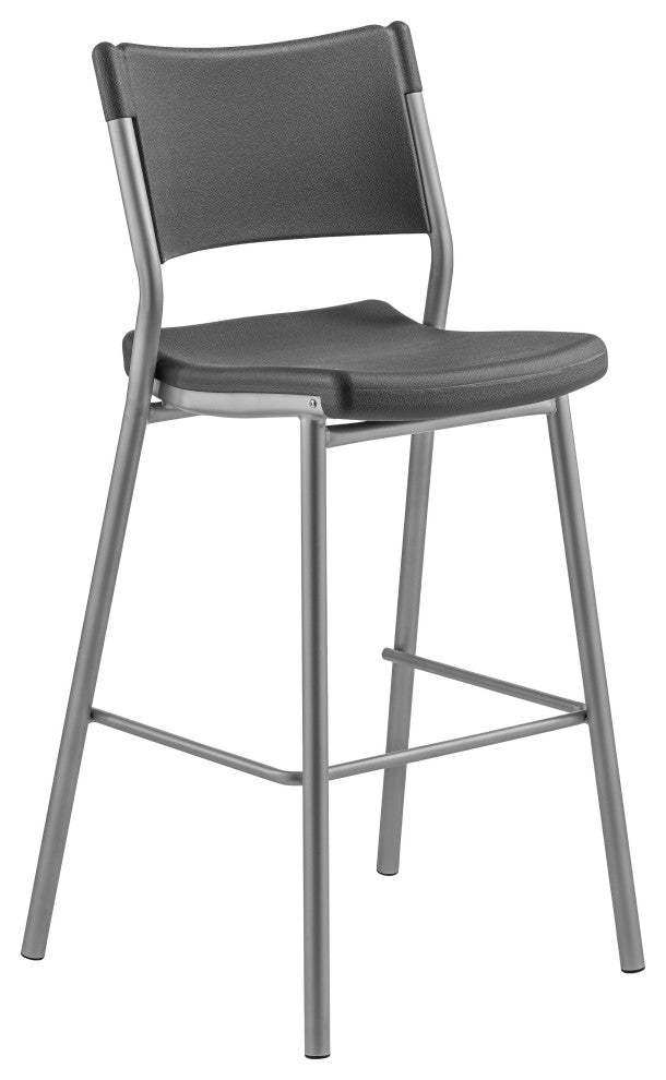 NPS Cafe Time Stool, Charcoal Slate Top and Silver Frame