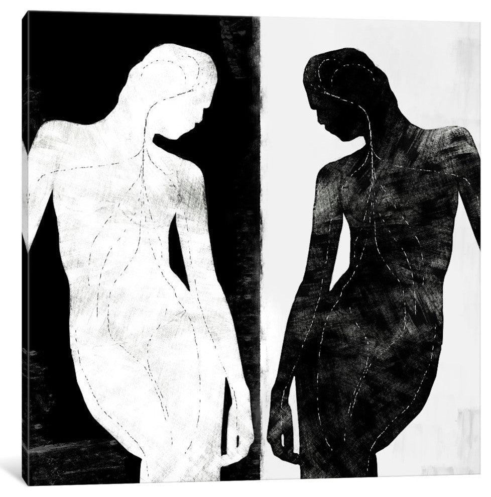 "Modern Art- Contrasting Silhouette Figure" by 5by5collective, 37x37x1.5"