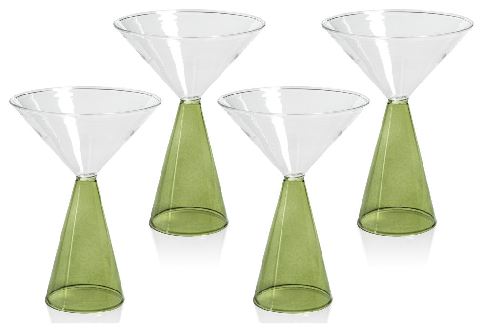 Viterbo Martini Glasses, Green, Set of 4