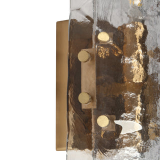 LNC Astridee 2-Light 6.3" Modern Candle Textured Glass Wall Sconce, Brass
