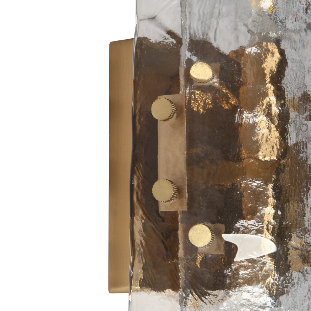 LNC Astridee 2-Light 6.3" Modern Candle Textured Glass Wall Sconce, Brass