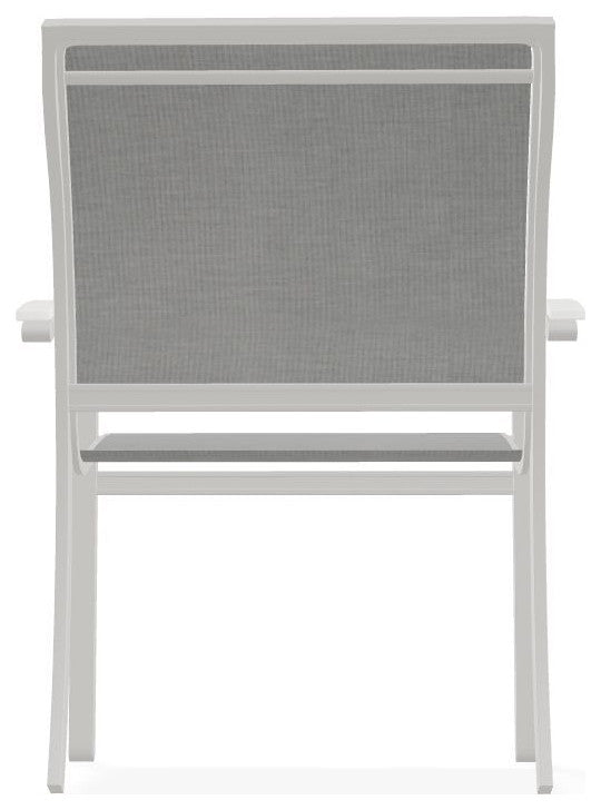Bazza Sling Stackable Outdoor Dining Chair, Alloy/Snow