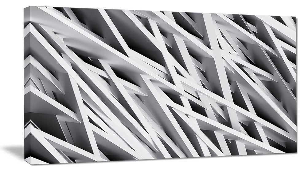 White Geometric, Abstract Canvas Art Print, 32"x16"