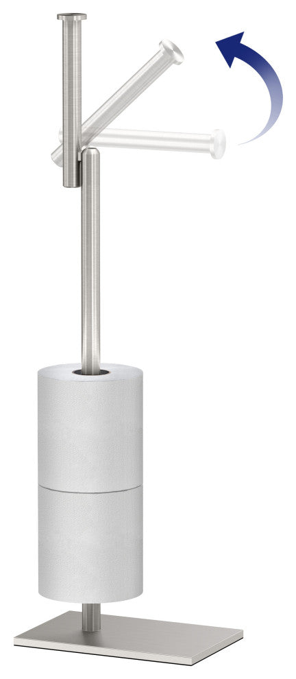 Square Freestanding Toilet Paper Holder, Satin Nickel, Storage