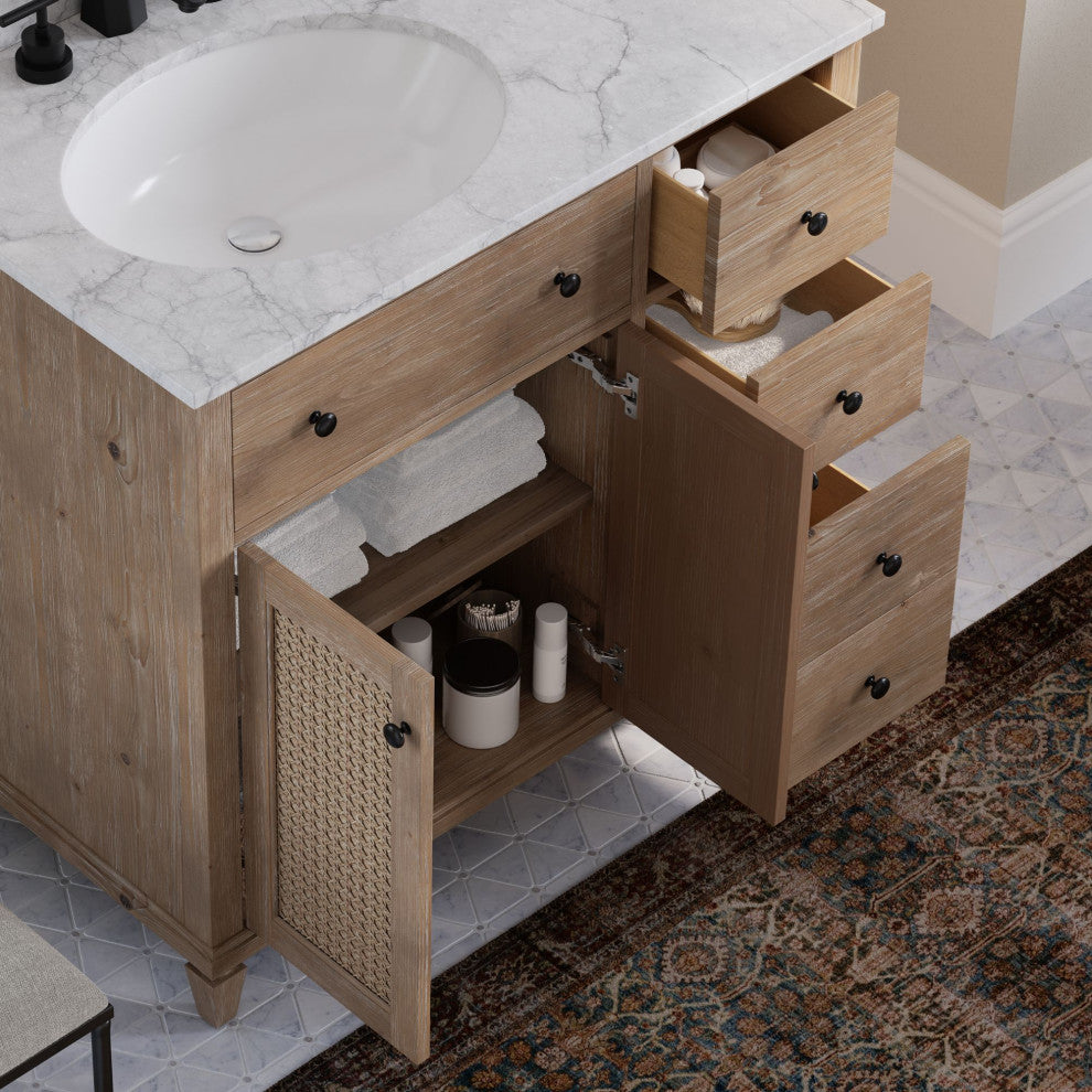 The Wailea Bathroom Vanity, Weathered Fir, 36", Single Sink, Freestanding