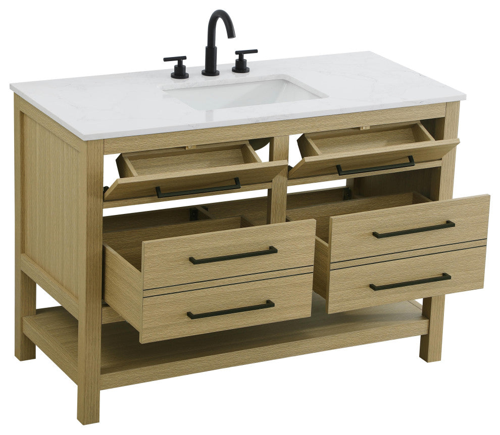 Home Living 48" Single Bathroom Vanity, Honey Brown
