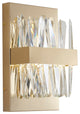 10" 2-Light Chrome Stainless Steel Led Wall Sconce With Clear Crystals, Gold