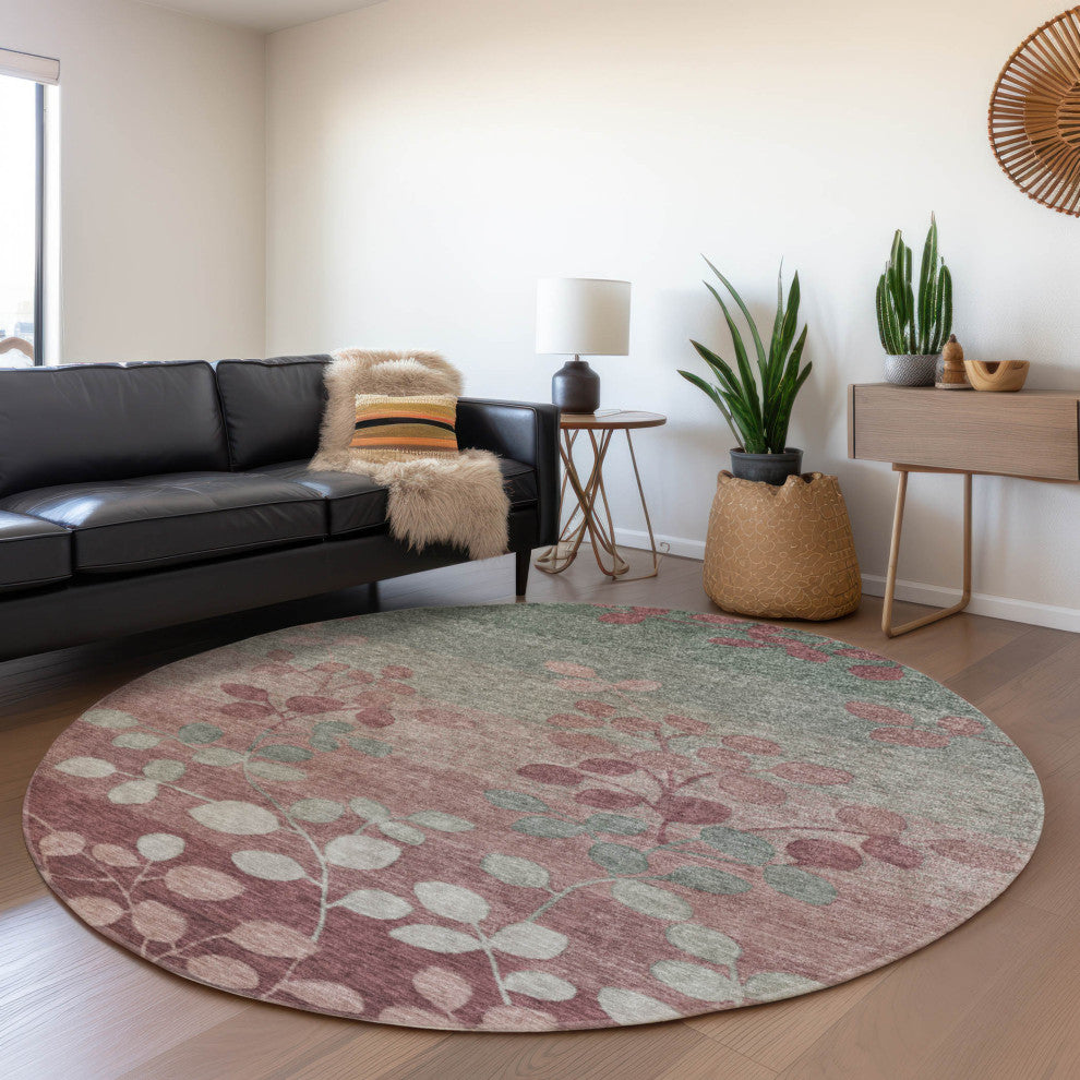 Machine Washable Indoor/Outdoor Chantille ACN1900 Blush 8' x 8' Round Rug