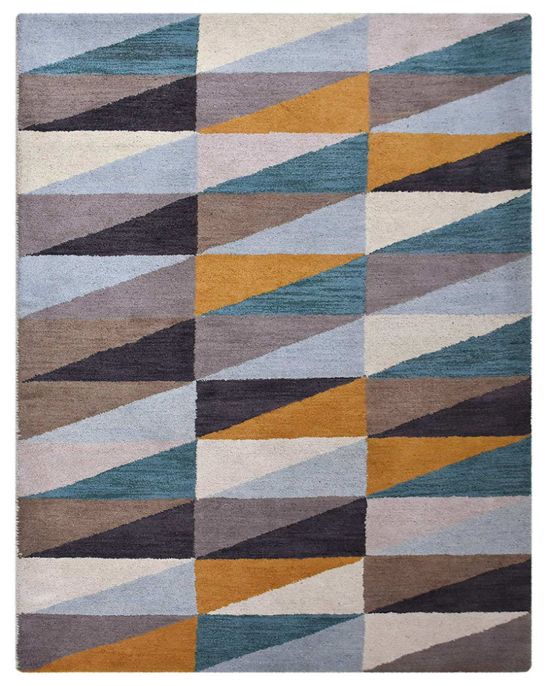 HAND TUFTED WOOL ECO-FRIENDLY AREA RUGS, Multicolor Color, Geometric Design