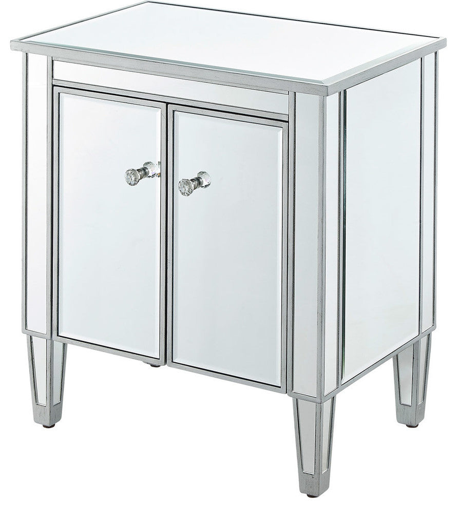 Nightstand 2 Doors 24" W X 16" D X 26" H, Antique Silver Paint