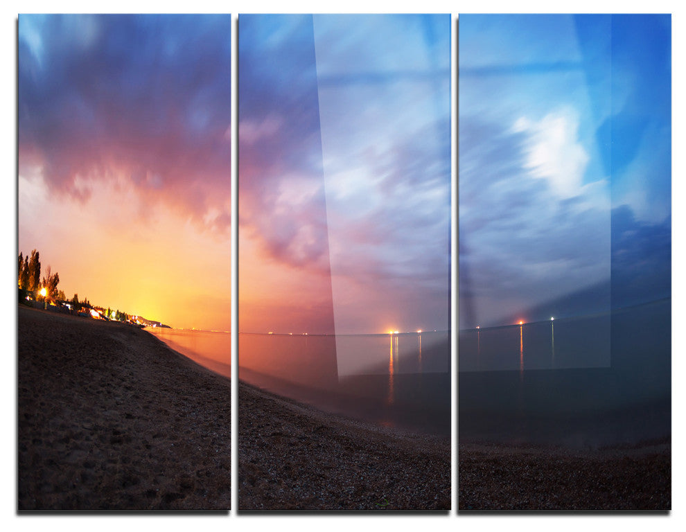 "Summer Night With Blue Sky" Skyline Metal Wall Art, 3 Panels, 36"x28"