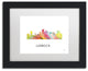 'Lubbock Texas Skyline Wb-1' Matted Framed Art, Black Frame, White Matte, 14x11