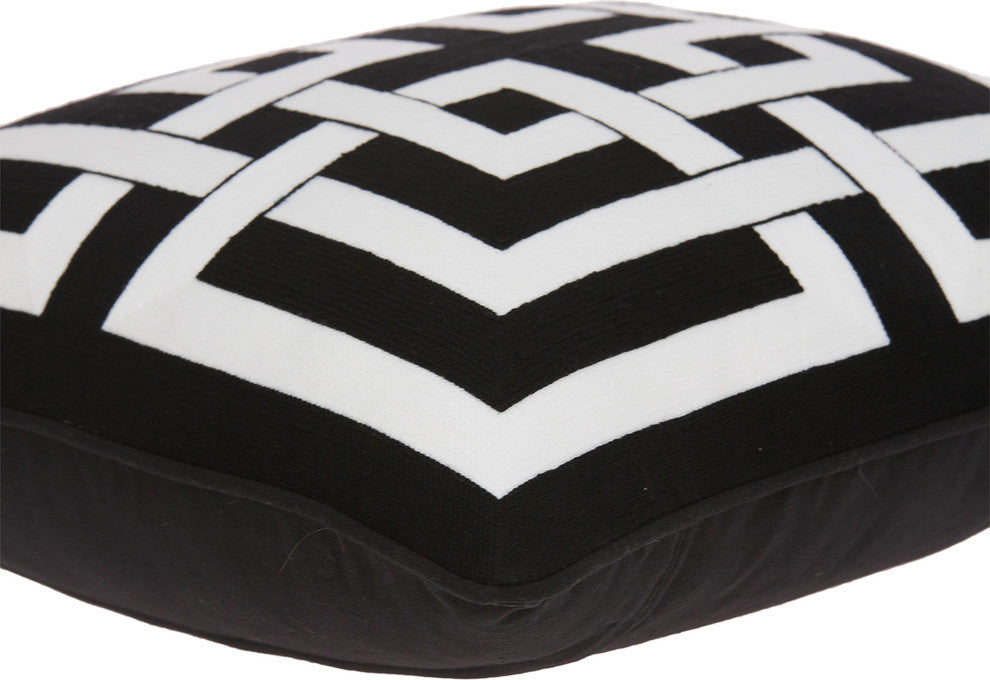 Abali Transitional Black and White Pillow Cover With Poly Insert