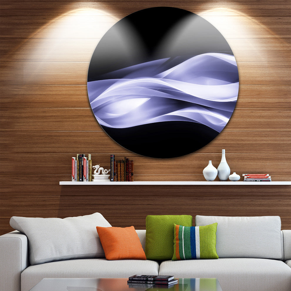 Fractal Lines Purple In Black, Abstract Digital Art Round Wall Art, 38"