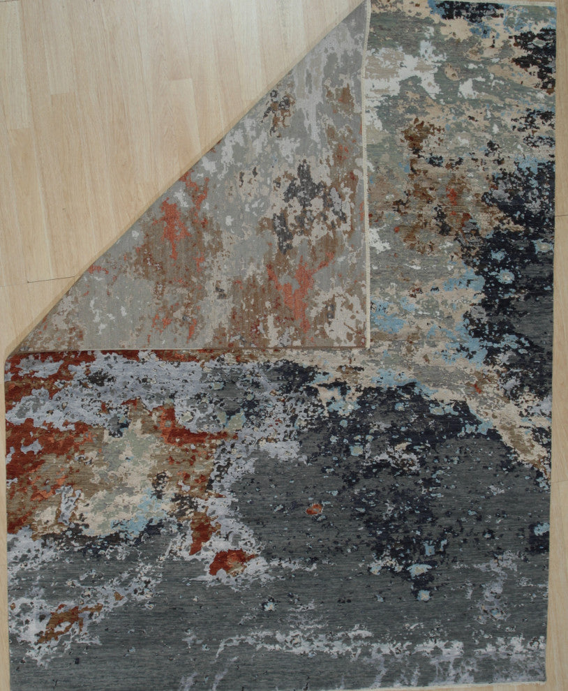 Blue Contemporary Abstract Galaxy Area Rug