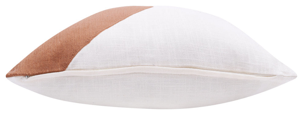 Stacy Garcia Colorblock Handmade Throw Pillow, Adobe/Ivory, 20"x20"