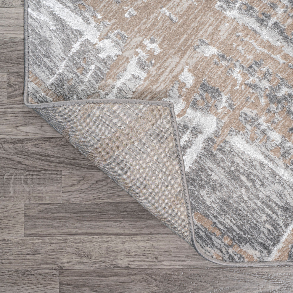 Slant Modern Abstract Beige/Gray 4 ft. x 6 ft. Area Rug