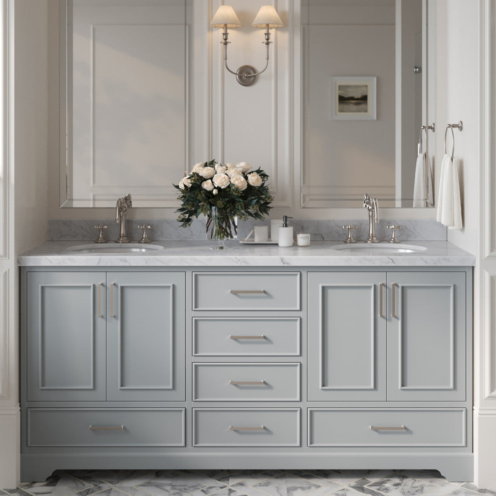 Ariel Stafford 72" Double Sink Bathroom Vanity Base, Gray