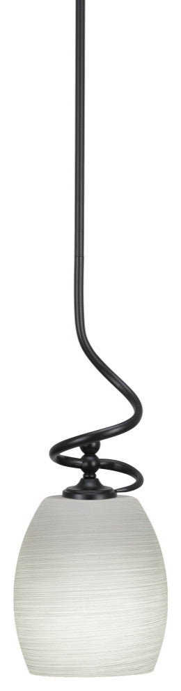Capri 1-Light Mini Pendant with Hang Straight Swivel, Matte Black/White Linen