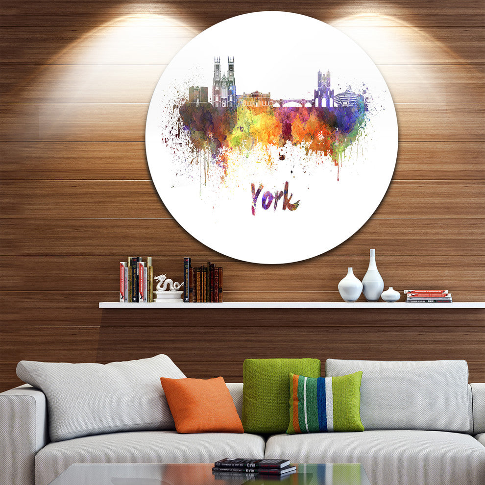 York Skyline, Cityscape Large Disc Metal Wall Art, 11"