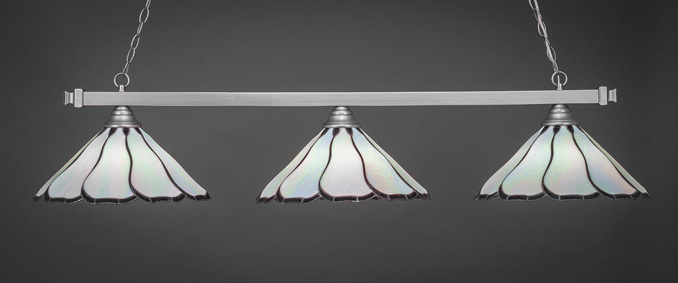 Square 3-Light Bar, Brushed Nickel/Pearl & Black Flair Art
