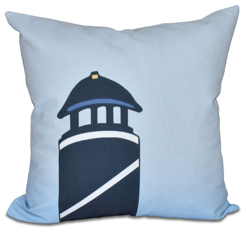 Safe Harbor (Navy One), Geometric Print Outdoor Pillow, Navy Blue, 18"x18"