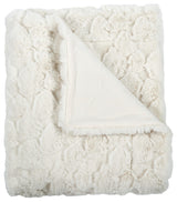 Cloud Carved Faux Fur Throw Blanket, White