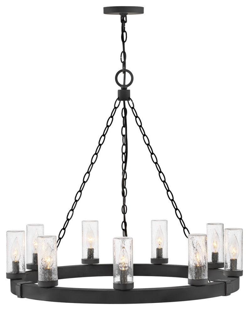Hinkley Lighting 29208 Sawyer 120v 9 Light 30"W Outdoor Wrought - Black