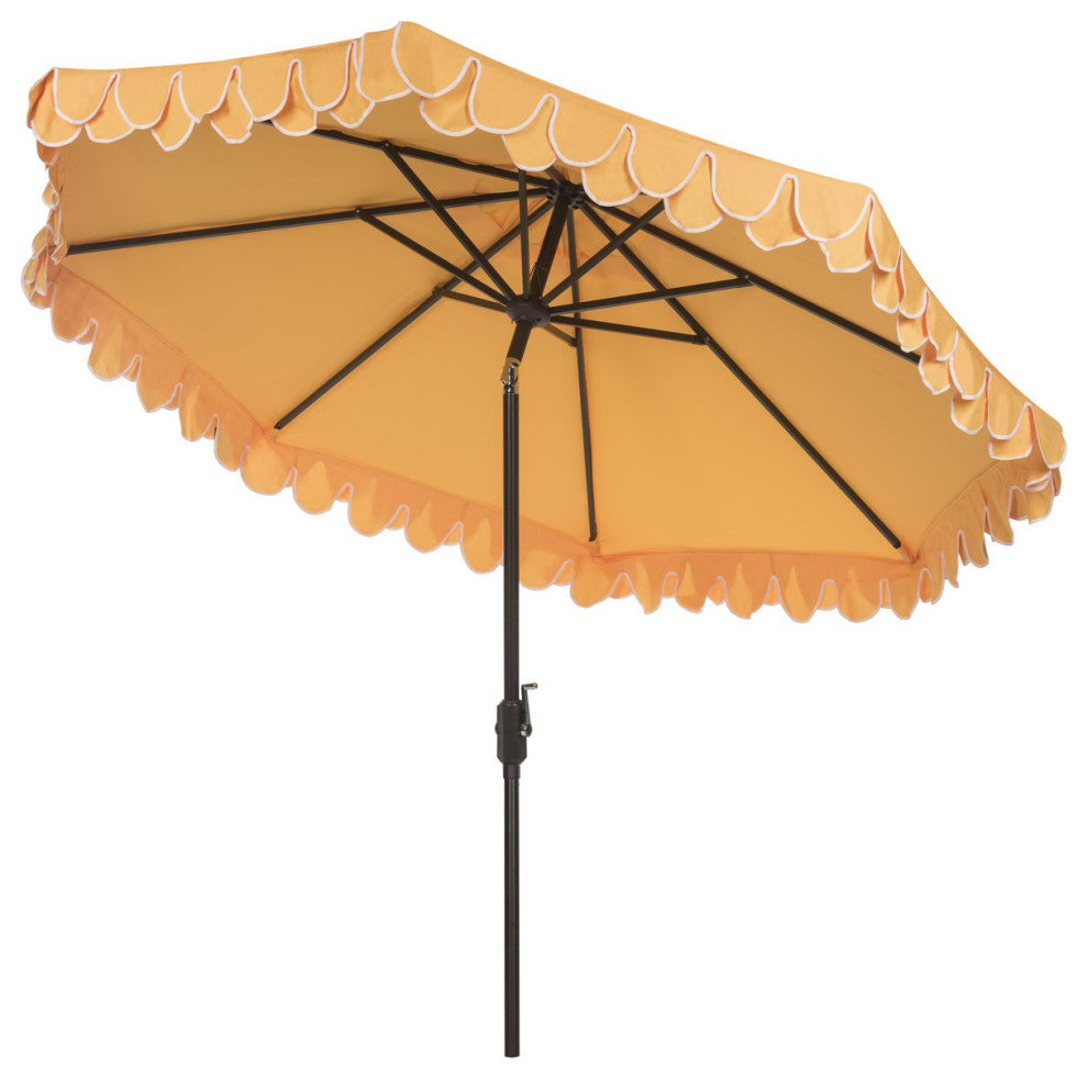 Safavieh Outdoor Elegant Valance 11ft Round Umbrella Yellow