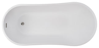 Freestanding Acrylic Bathtub, White/Brushed Nickel