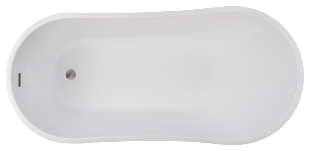 Freestanding Acrylic Bathtub, White/Brushed Nickel