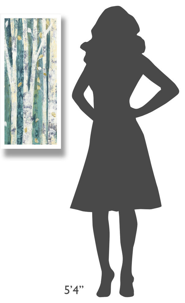 "Birches in Spring Panel III" Digital Paper Print by Julia Purinton, 14"x32"