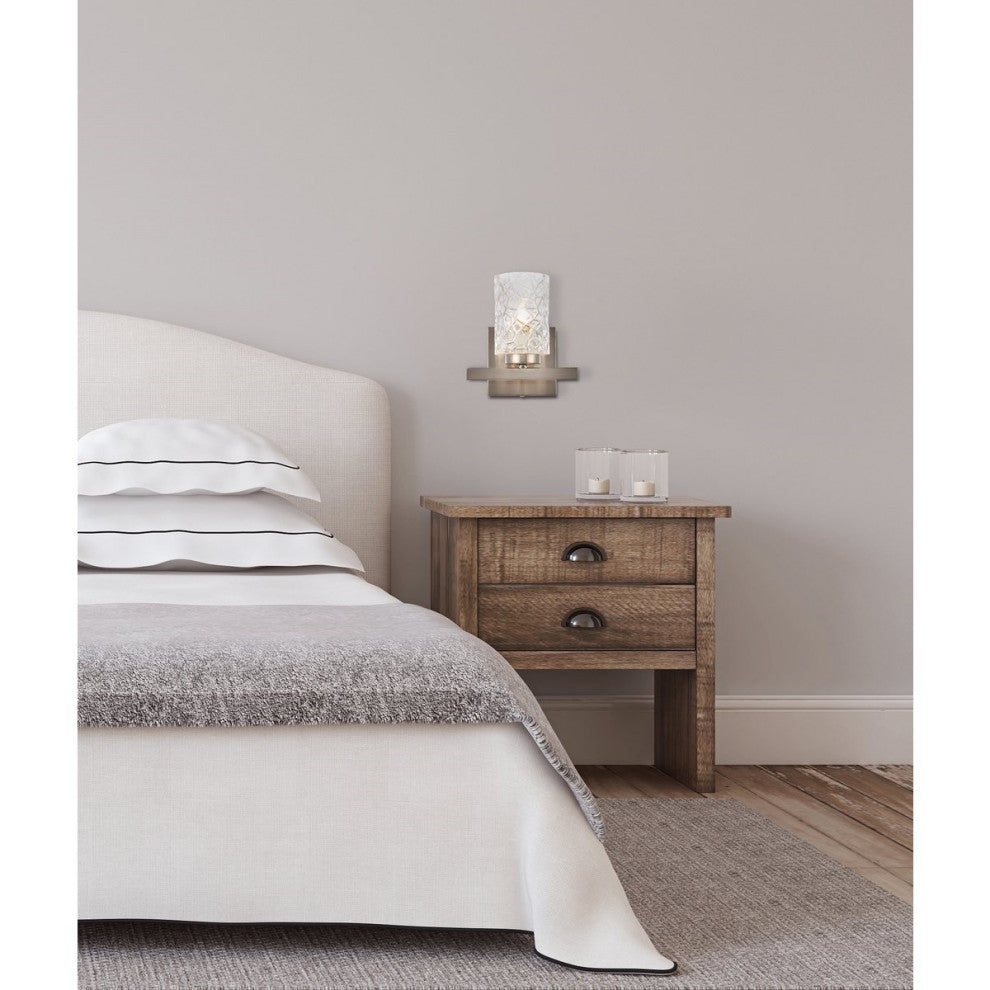 Living District Cassie 1-Light Bath Sconce Satin Nickel
