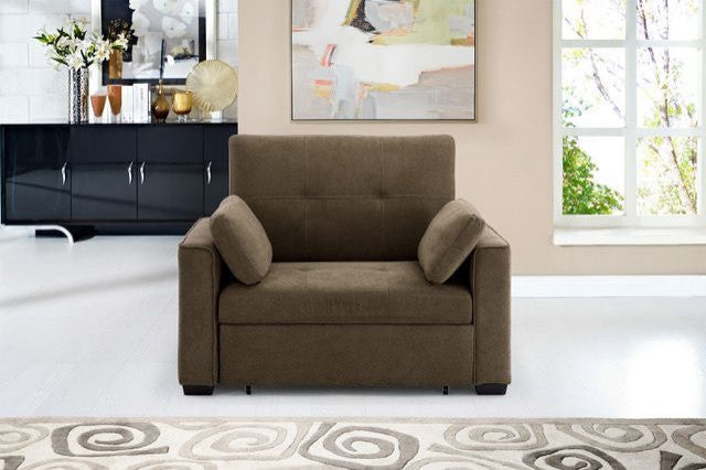 Nantucket Pull-Out Chenille Sleeper Sofa With Accent Pillows, Cappuccino, Queen