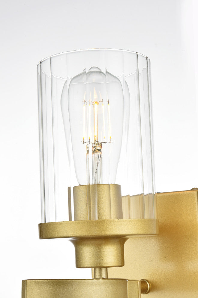 1 Light Brass And Clear Bath Sconce