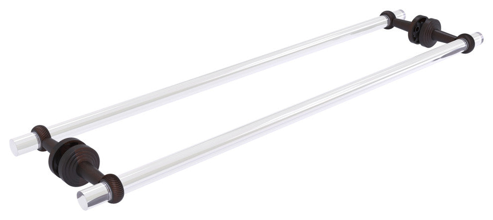 Pacific Beach 30" Twisted Back to Back Shower Door Towel Bar, Venetian Bronze