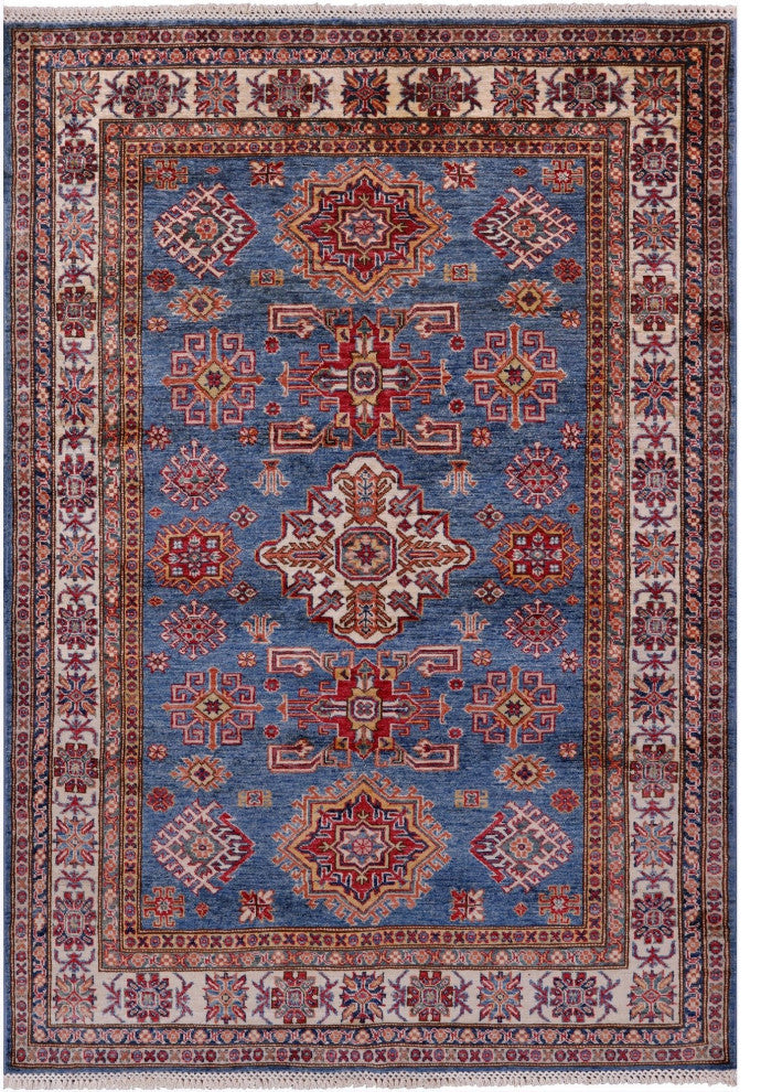 4' 10" X 6' 9" Handmade Super Kazak Wool Rug Q10260