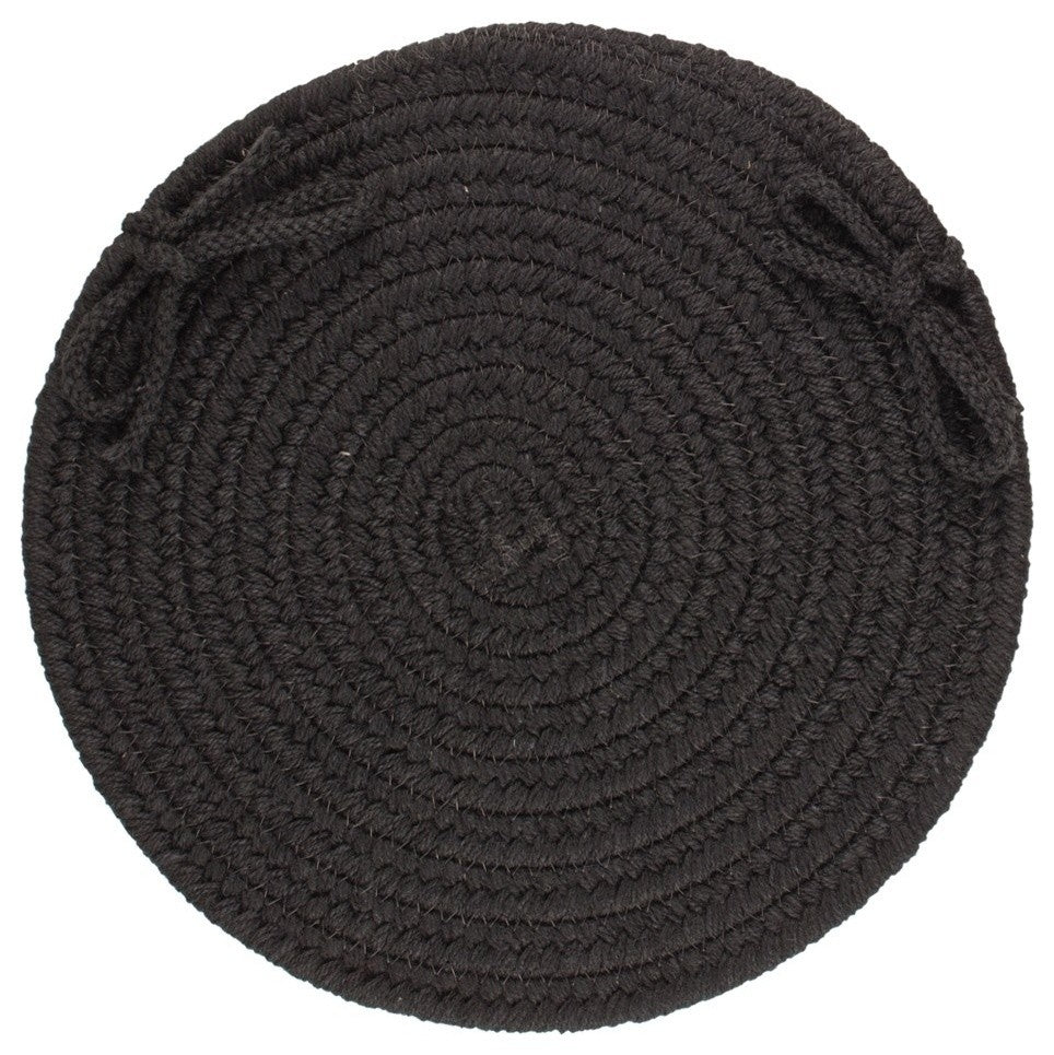 Rhody Rug Wool Solid Chair Pad, Black, 15"