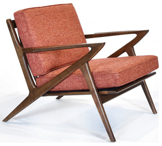 Zach Mid Century Modern Walnut Lounge Chair, Picante