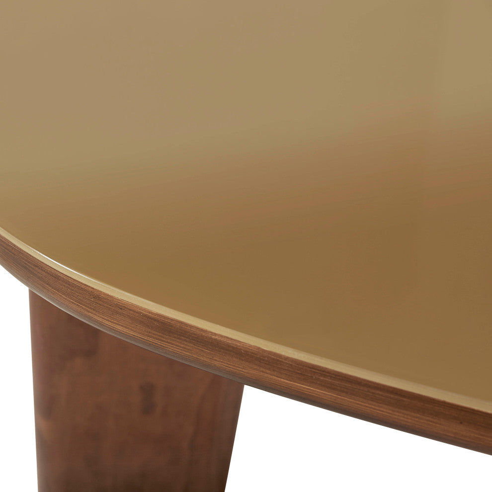 Oani Walnut and Glass Coffee Table, Triangular