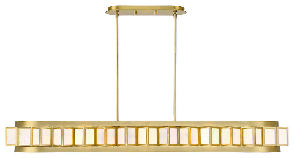 Gideon 8-Light Linear Chandelier, Warm Brass