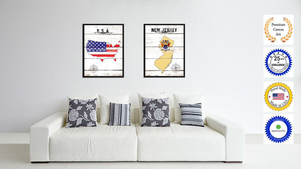 New Jersey State Flag Canvas, 22"x29"