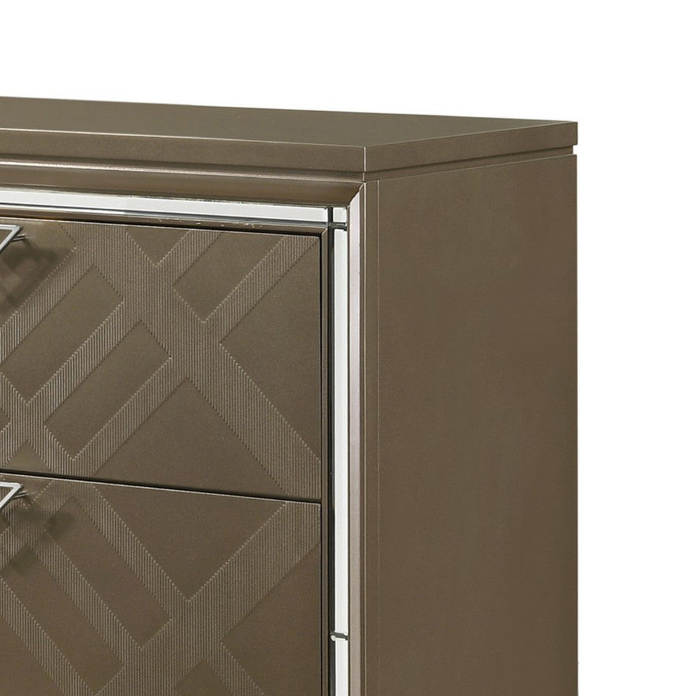 Benzara BM225966 6 Drawer Wooden Dresser With Mirror Accent, Taupe Brown