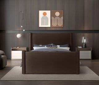 Elias Upholstered Bed, Brown, Full, Velvet