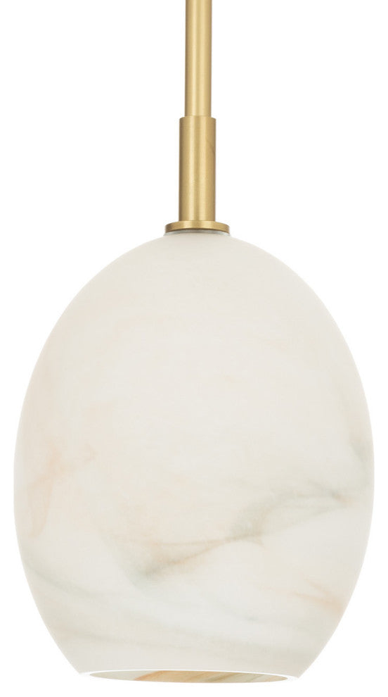 Artemis Pendant Single, Natural Brass With Alabaster Glass