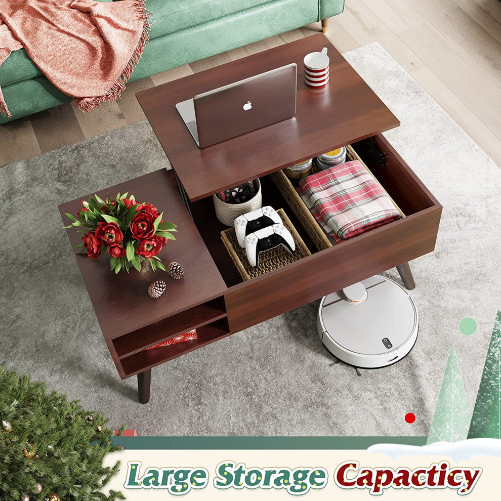 Lift Top Coffee Table with Storage, Hidden Compartment and Adjustable