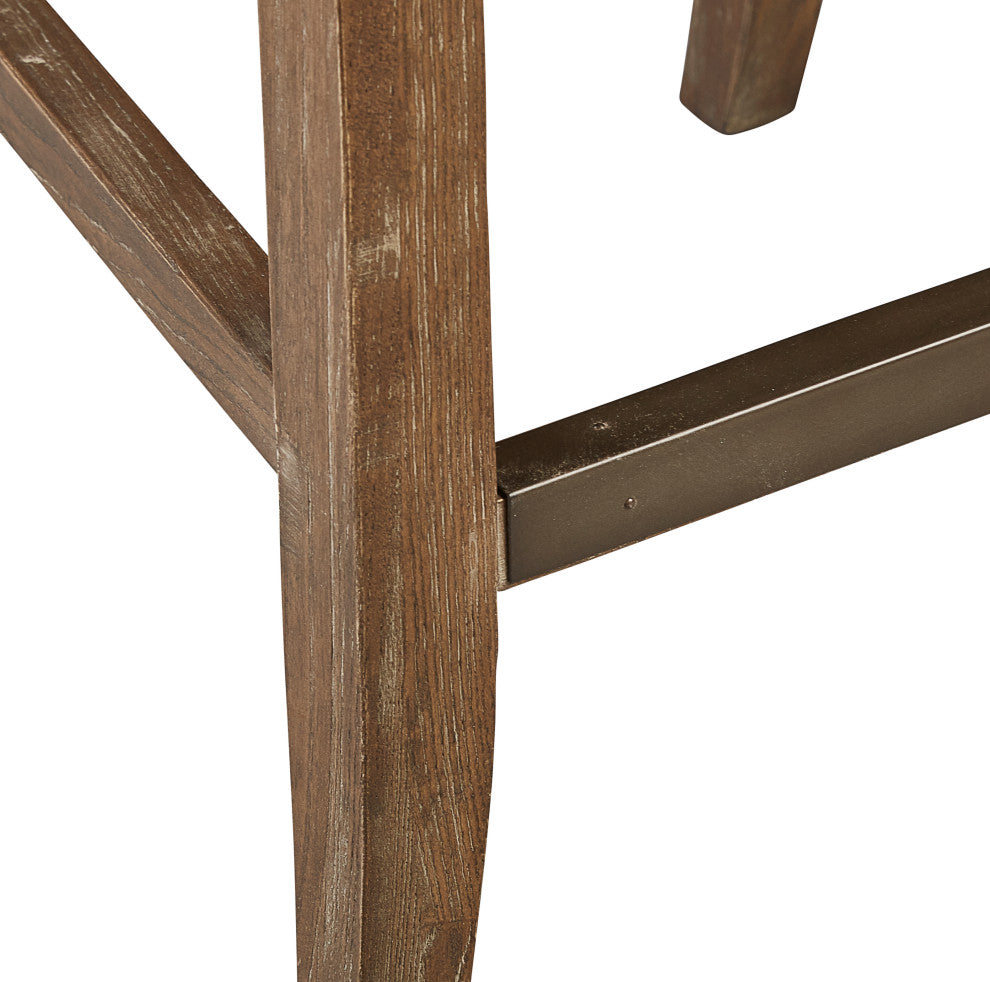 Brickell Oak Traditional Counter Stool with Nailhead Accents
